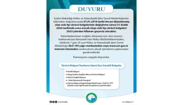 Eski tip sürücü belgesi uyarısı: Son tarih 31 Aralık