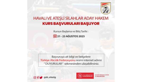 Elazığ'da aday hakem kursu düzenlenecek