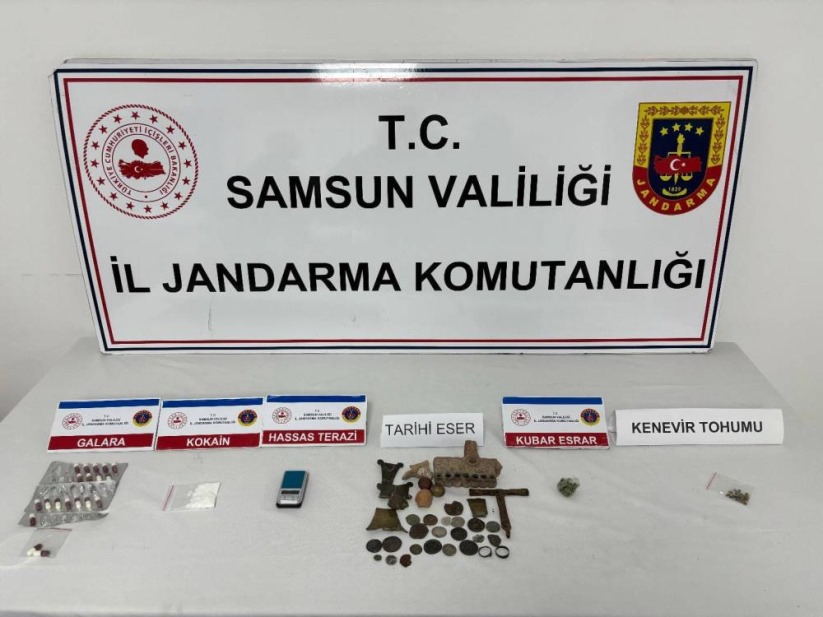 Samsun'da tarihi eser ve uyuşturucu operasyonu