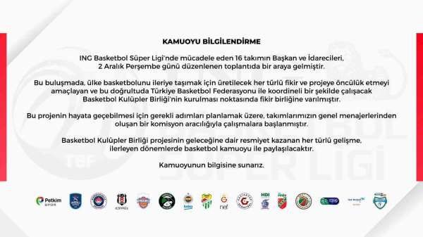 Frutti Extra Bursaspor: 'Basketbol Kulüpler Birliği'nin kurulması noktasında fikir birliğine varılmıştır' - Bursa haber