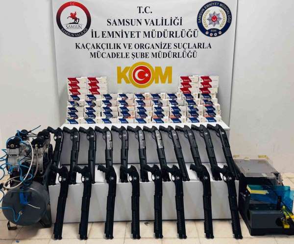 Samsun'da çok sayıda ruhsatsız tüfek ve kaçak makaron operasyonu