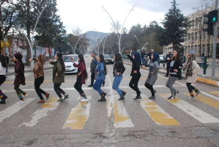Yaya geçidinde halay çektiler 