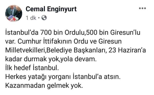 MHP'li Enginyurt'tan Ordu ve Giresunlulara çağrı