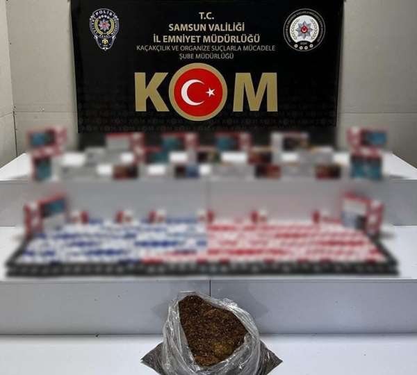Samsun'da kaçak 9 bin 580 dal makaron ve 2,5 kilo tütün ele geçirildi
