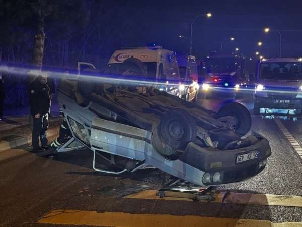 Ordu'da arızalanan otomobil takla attı, sürücü yara almadan kurtuldu