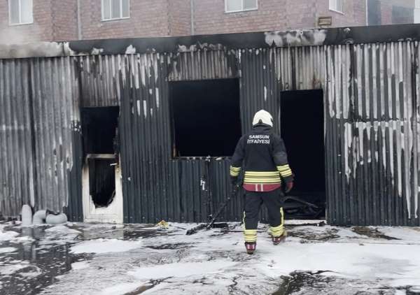 Samsun'da şantiyede yangın