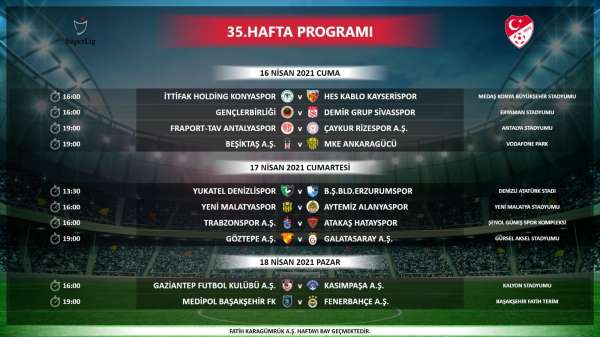 Süper Lig'de 35-39. hafta programları açıklandı