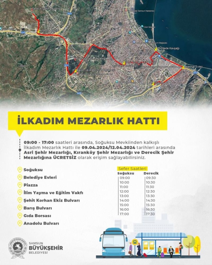 Samsun'da bayramda tramvay ile bazı otobüsler ücretsiz