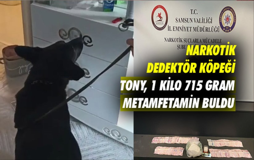 Samsun'da narkotik dedektör köpeği Tony, 1 kilo 715 gram metamfetamin buldu