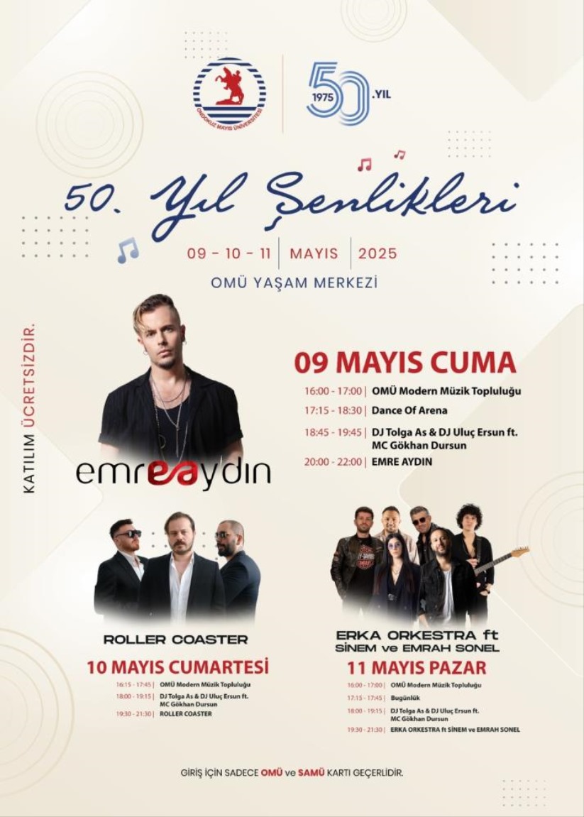 OMÜ'nün 50. Yıl Şenliği Emre Aydın konseri ile başlıyor