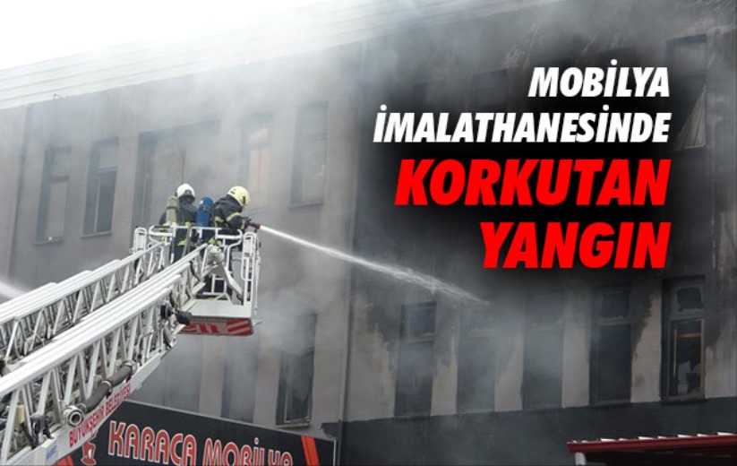 Samsun'da mobilya imalathanesinde korkutan yangın
