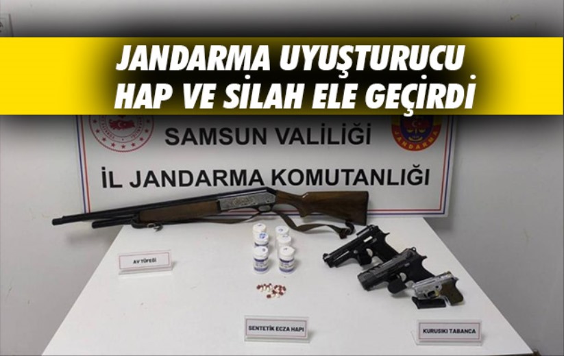 Samsun'da Jandarma uyuşturucu hap ve silah ele geçirdi