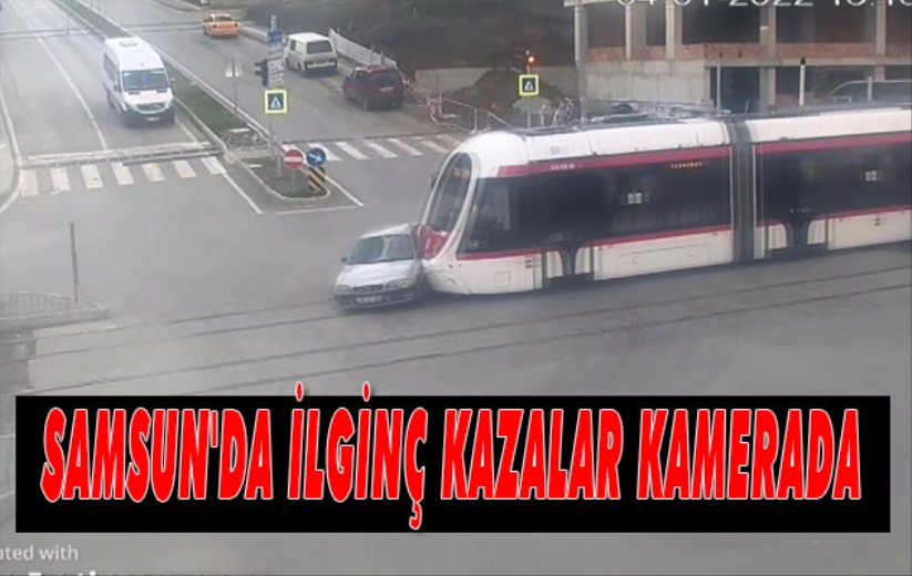 Samsun'da ilginç kazalar kamerada