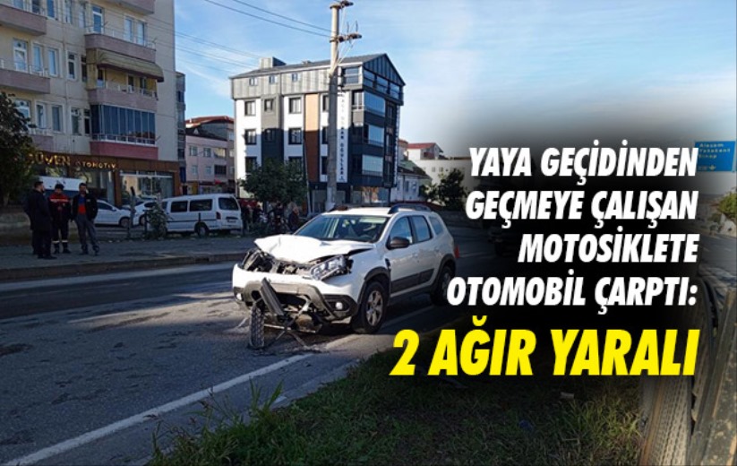 Samsun'da yaya geçidinden geçmeye çalışan motosiklete otomobil çarptı: 2 ağır yaralı