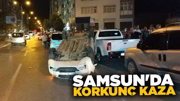  Samsun'da otomobil takla attı