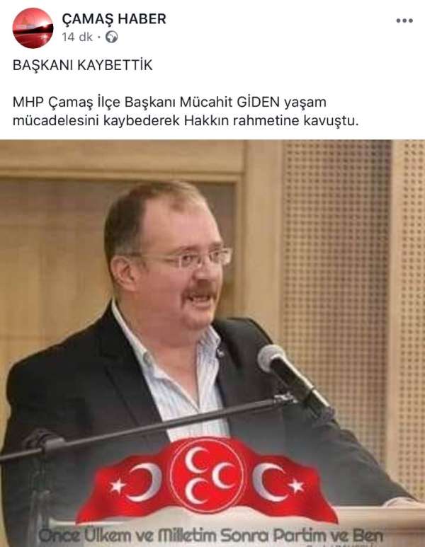 MHP Çamaş İlçe Başkanı vefat etti 