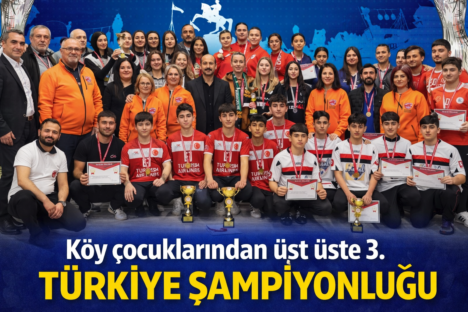 Köy çocuklarından üst üste 3 Türkiye şampiyonluğu