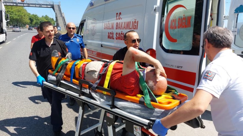 Samsun'da devrilen motosikletin sürücüsü yaralandı