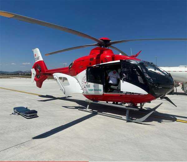 Kazada yaralanan vatandaş, ambulans helikopterle Ankara'ya nakledildi