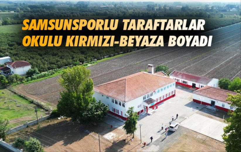 Samsunsporlu taraftarlar, okulu kırmızı-beyaza boyadı