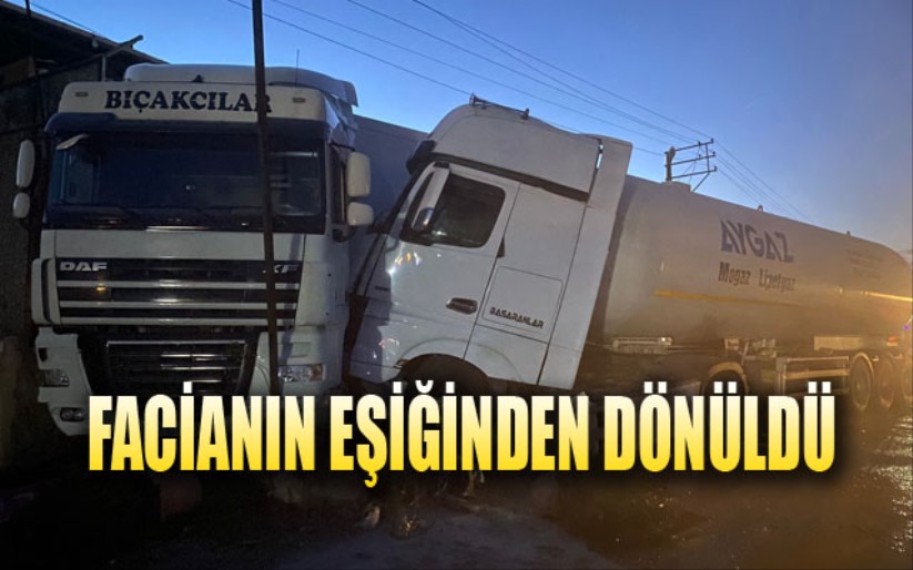 LPG yüklü tanker tıra çarptı: Facianın eşiğinden dönüldü