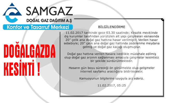 Samsun'da Doğal Gaz Kesintisi