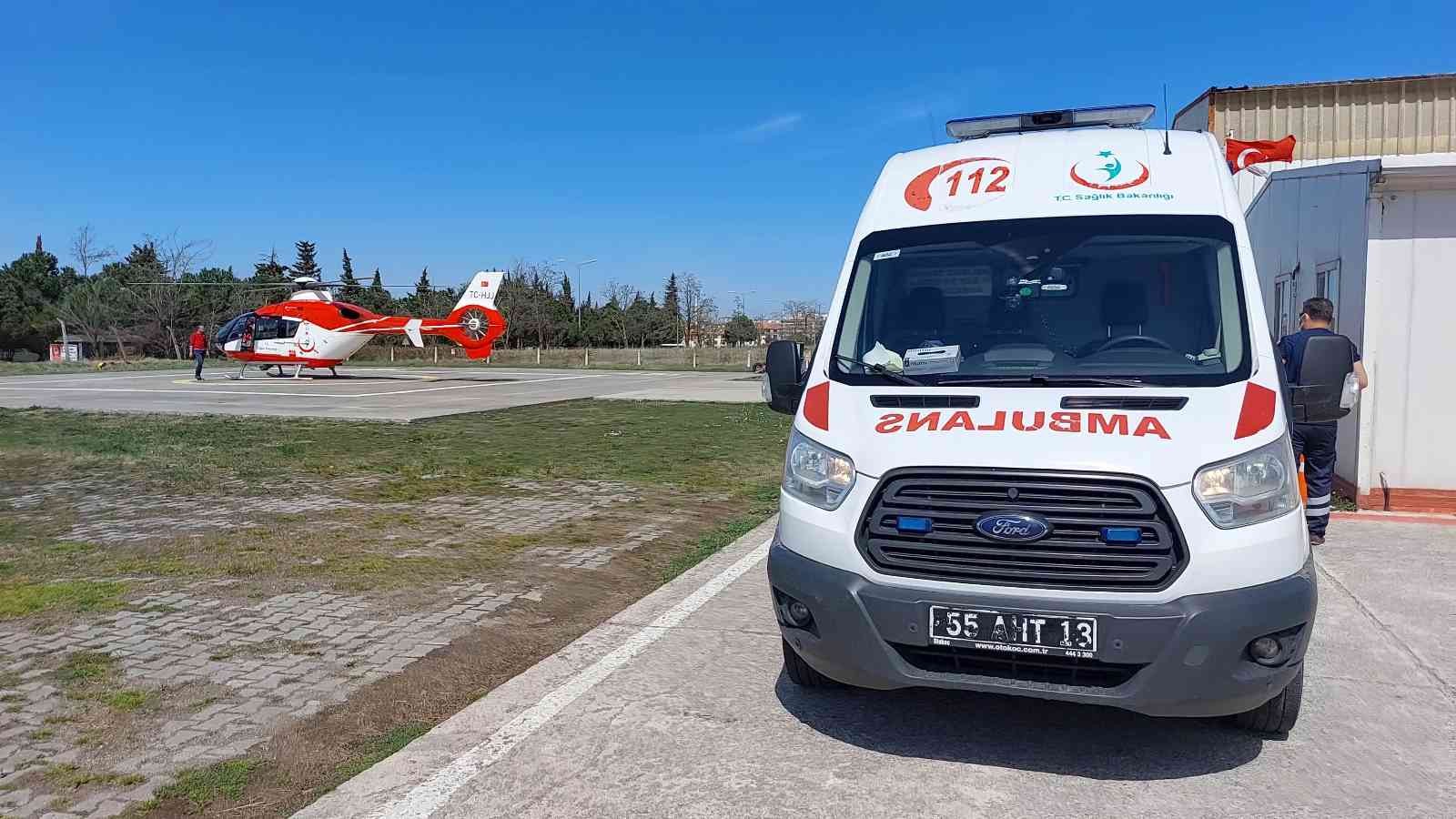 Kalp ritmi bozuk hasta ambulans helikopterle hastaneye sevk edildi
