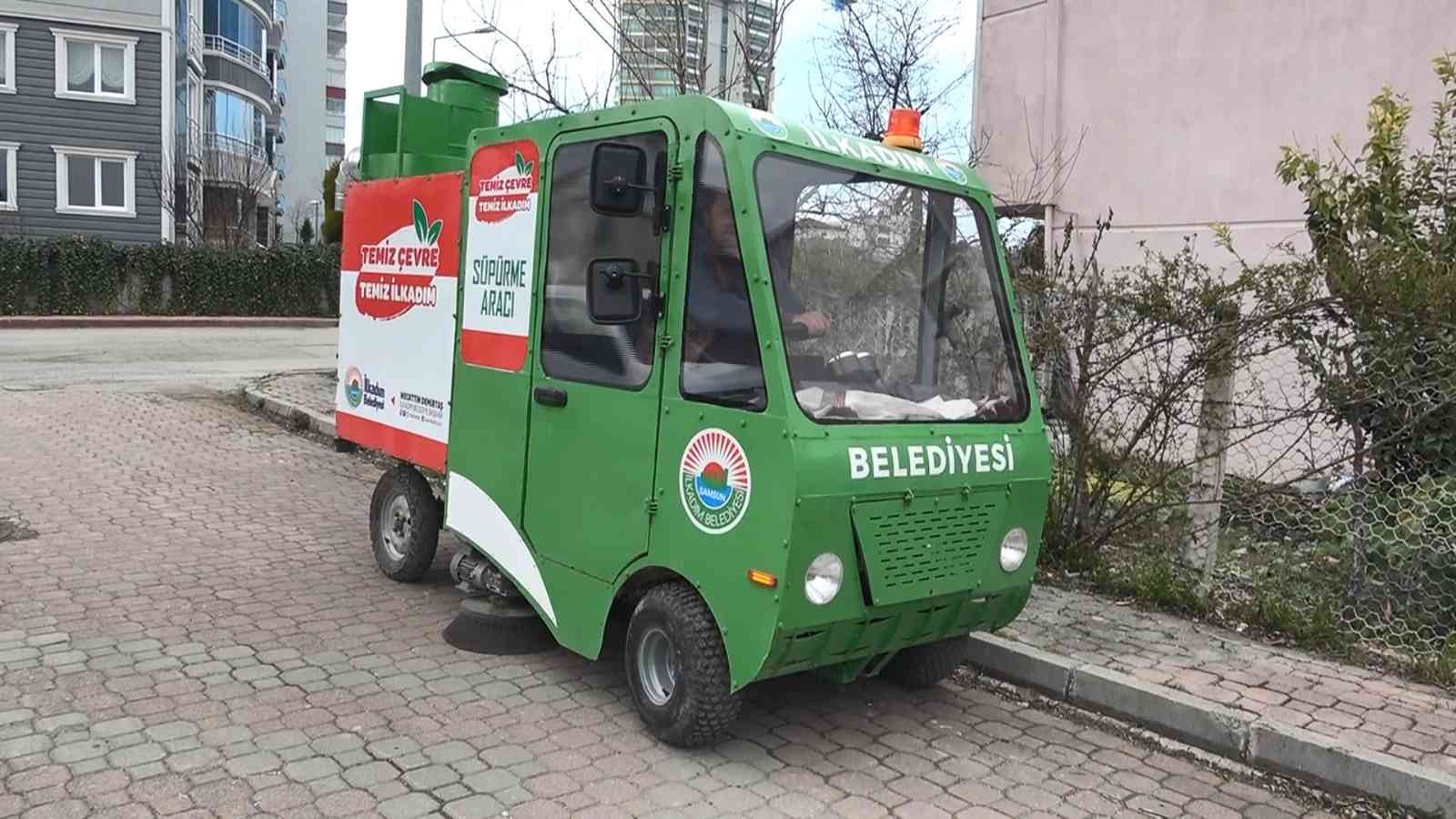 Belediye elektrikli süpürge aracı üretti
