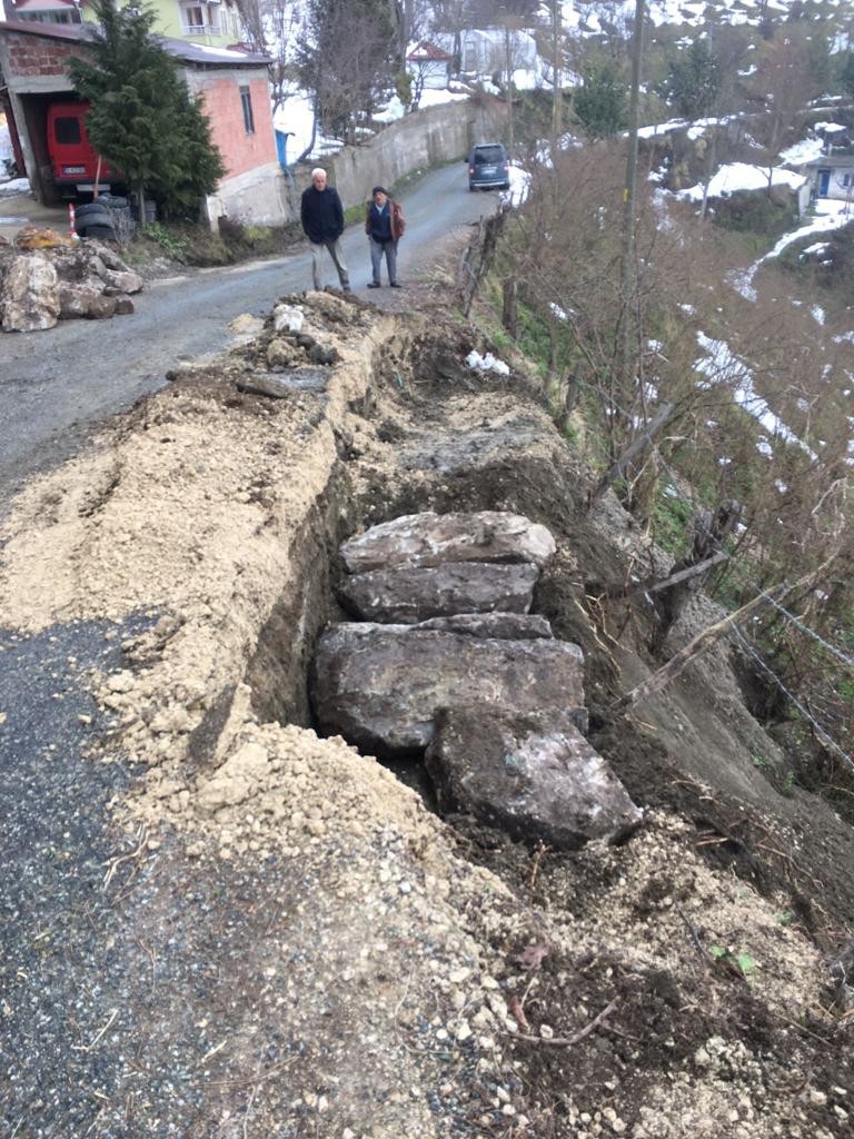 Ordu'da eriyen kar heyelanlara sebep oldu
