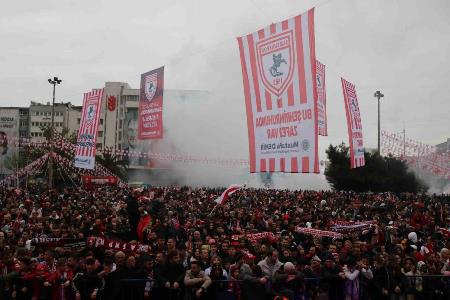 Samsunspor'dan coşkulu şampiyonluk kutlaması

